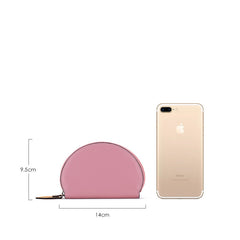 Cute Women Black Leather Slim Zipper Wallet Small Card Holder Round Change Coin Wallet For Women