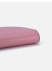 Cute Women Pink Leather Slim Zipper Wallet Small Card Holder Round Change Coin Wallet For Women
