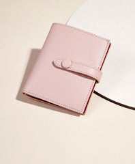 Cute Women Pink Leather Small Wallet Billfold Vertical Card Wallet For Women