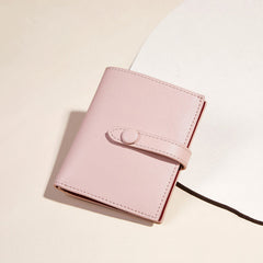 Cute Women Pink Leather Small Wallet Billfold Vertical Card Wallet For Women