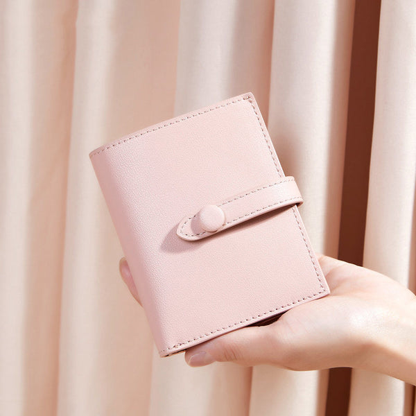 Cute Women Pink Leather Small Wallet Billfold - Back View