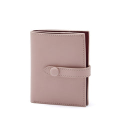 Cute Women Pink Leather Small Wallet Billfold Vertical Card Wallet For Women