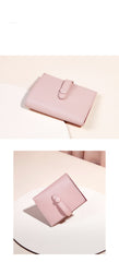 Cute Women Pink Leather Small Wallet Billfold Vertical Card Wallet For Women