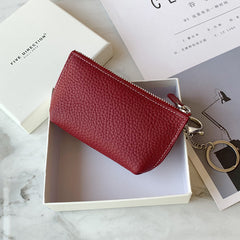 Cute Women Green Leather Small Change Wallet Keychain with Wallet Zipper Coin Wallet For Women