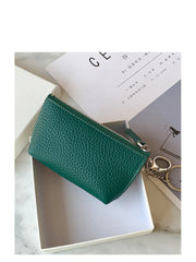 Cute Women Green Leather Small Change Wallet Keychain with Wallet Zipper Coin Wallet For Women