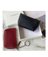 Cute Women Blue Leather Small Change Wallet Keychain with Wallet Zipper Coin Wallet For Women