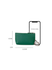 Cute Women Green Leather Small Change Wallet Keychain with Wallet Zipper Coin Wallet For Women