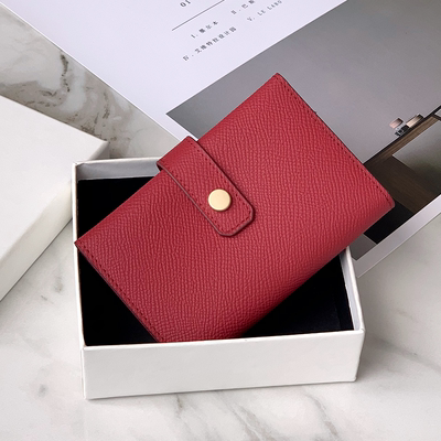 Cute Women Red Leather Trifold Card Holder - Back View