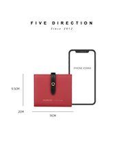 Cute Women Red Leather Vertical Small Wallet Billfold Slim Minimalist Small Wallet For Ladies