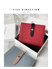 Cute Women Red Leather Vertical Small Wallet Billfold Slim Minimalist Small Wallet For Ladies