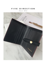 Cute Women Red Leather Vertical Small Wallet Billfold Slim Minimalist Small Wallet For Ladies