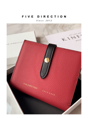 Cute Women Red Leather Vertical Small Wallet Billfold Slim Minimalist Small Wallet For Ladies
