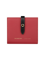 Cute Women Red Leather Vertical Small Wallet Billfold Slim Minimalist Small Wallet For Ladies