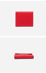 Cute Women Black Vegan Leather Small Wallet Billfold Vertical Red Card Wallet For Women