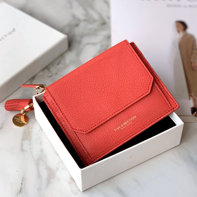 Cute Women Red Sheepskin Card Holder Wallet - Back View