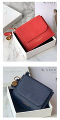 Cute Women Red Sheepskin Card Holder Wallet with KeyChain Card Wallet Zip Coin Change Wallet For Women
