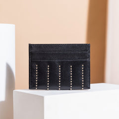 Cute Women Red Sheepskin Card Holder Slim Card Wallet Card Holder with Rivets Credit Card Holder For Women