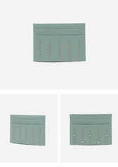 Cute Women Red Sheepskin Card Holder Slim Card Wallet Card Holder with Rivets Credit Card Holder For Women