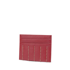 Cute Women Red Sheepskin Card Holder Slim Card Wallet Card Holder with Rivets Credit Card Holder For Women