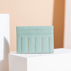 Cute Women Red Sheepskin Card Holder Slim Card Wallet Card Holder with Rivets Credit Card Holder For Women