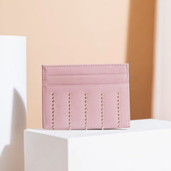 Cute Women Red Sheepskin Card Holder Slim Card Wallet Card Holder with Rivets Credit Card Holder For Women