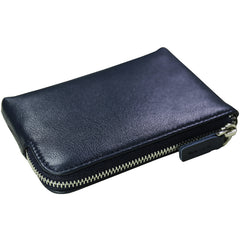 Cute Women Slim Black Leather Mini Zip Coin Wallet Billfold Small Zip Change Wallet For Women