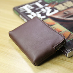 Cute Women Slim Black Leather Mini Zip Coin Wallet Billfold Small Zip Change Wallet For Women
