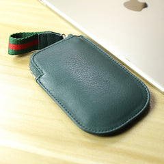 Cute Women Slim Green Leather Mini Zip Coin Wallet Small Zip Change Wallet For Women
