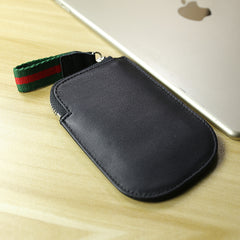 Cute Women Slim Black Leather Mini Zip Coin Wallet Small Zip Change Wallet For Women