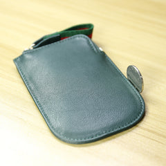 Cute Women Slim Green Leather Mini Zip Coin Wallet Small Zip Change Wallet For Women