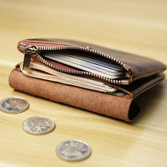 Cute Women Sunflower Brown Leather Mini Billfold Wallet Coin Wallets Slim Change Wallets For Women