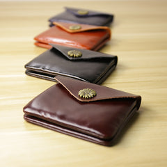 Cute Women Sunflower Brown Leather Mini Billfold Wallet Coin Wallets Slim Change Wallets For Women
