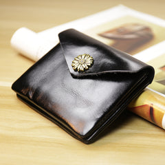 Cute Women Sunflower Red Leather Mini Billfold Wallet Coin Wallets Slim Change Wallets For Women