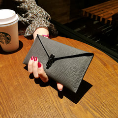 Cute Womens Purple Leather Envelope Wallet Slim Clutch Purse Checkbook Long Wallet for Women