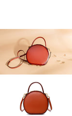 Cute Womens Red Leather Round Handbag Crossbody Purses Round Red Shoulder Bag for Women