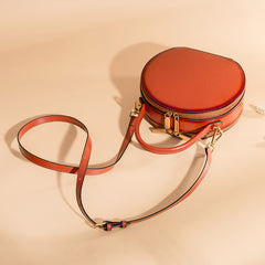 Cute Womens Red Leather Round Handbag Crossbody Purses Round Red Shoulder Bag for Women