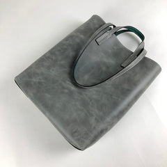 Cute Womens Gray&White Leather Shoulder Tote Bag Best Tote Handbag Shopper Bag Purse for Ladies