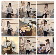 Cute Womens Black Round Leather Handbag Barrel Crossbody Purse Bucket Shoulder Bag for Women