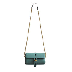 Cute Womens Blue Leather Barrel Crossbody Purse Bucket Round Chain Shoulder Bag for Women