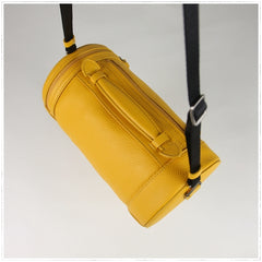 Cute Womens Dark Khaki Leather Bucket Shoulder Purse Barrel Crossbody Bag Purse for Ladies