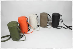 Cute Womens Dark Khaki Leather Bucket Shoulder Purse Barrel Crossbody Bag Purse for Ladies