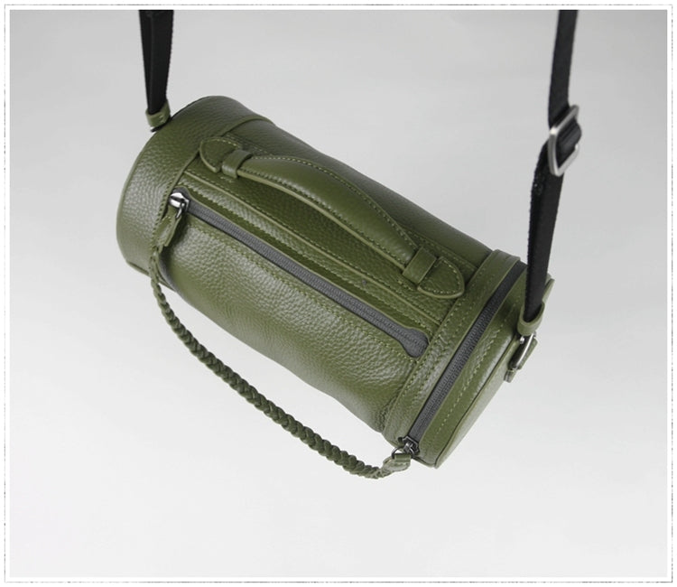 Cute Womens Light Gray Leather Bucket Shoulder Purse Barrel Crossbody Bag Purse for Ladies