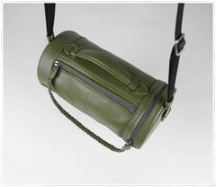 Cute Womens Green Leather Bucket Shoulder Purse Barrel Crossbody Bag Purse for Ladies