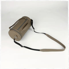 Cute Womens Dark Khaki Leather Bucket Shoulder Purse Barrel Crossbody Bag Purse for Ladies