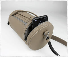 Cute Womens Green Leather Bucket Shoulder Purse Barrel Crossbody Bag Purse for Ladies