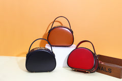 Cute Womens Leather Handbag Half Round Crossbody Purse Round Shoulder Bags for Women