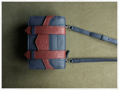 Cute Womens Gray&Orange Leather Shoulder Purse Small Leather Shoulder Bag Crossbody Purse for Ladies