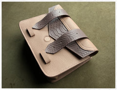 Cute Womens Gray&Green Leather Shoulder Purse Small Leather Shoulder Bag Crossbody Purse for Ladies
