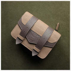 Cute Womens Gray&Green Leather Shoulder Purse Small Leather Shoulder Bag Crossbody Purse for Ladies