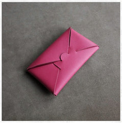 Cute Womens PinkRed Leather Envelope Wallet Slim Clutch Purse Checkbook Long Wallet for Women